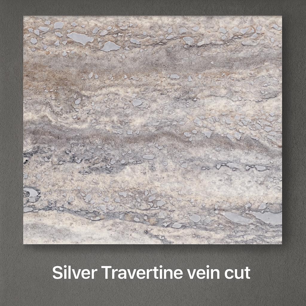 Silver Travertine vein cut