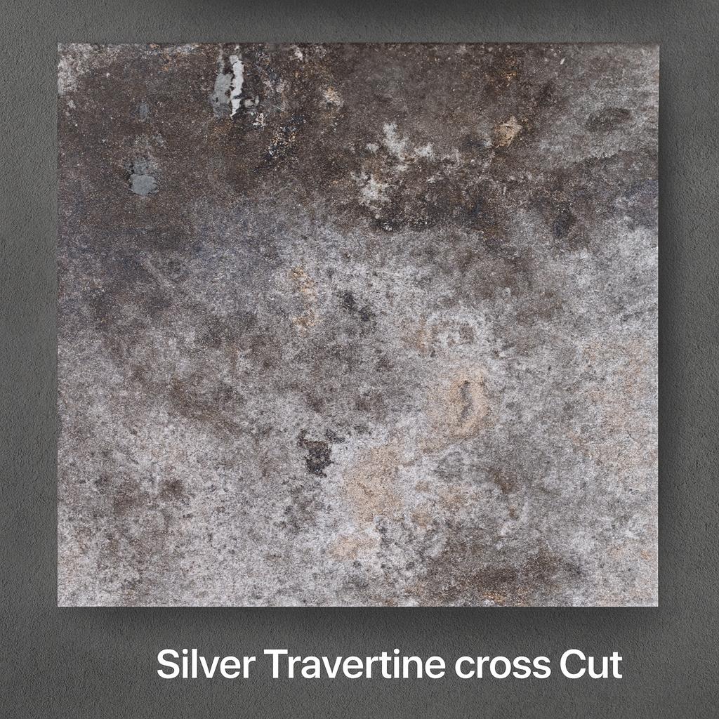 Silver Travertine cross Cut